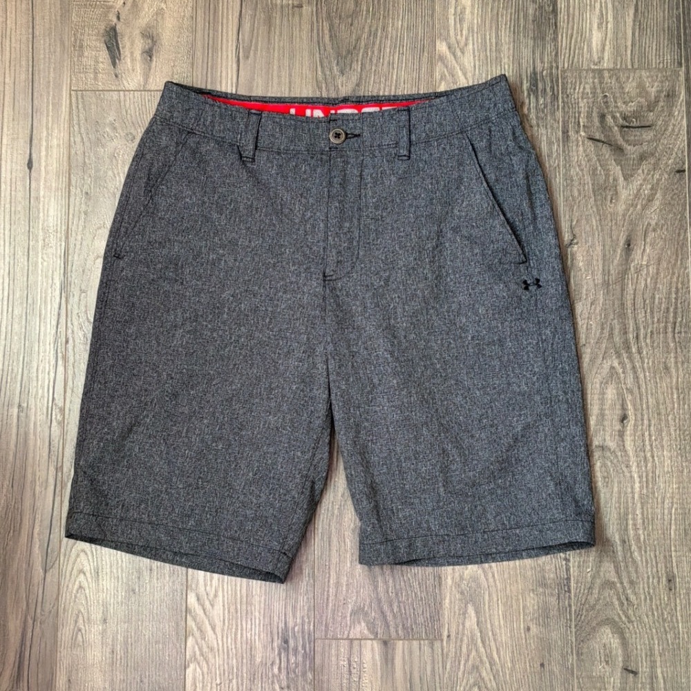 Under Armour Mens HeatGear Golf Shorts Grey Heather Loose Fit Size 30